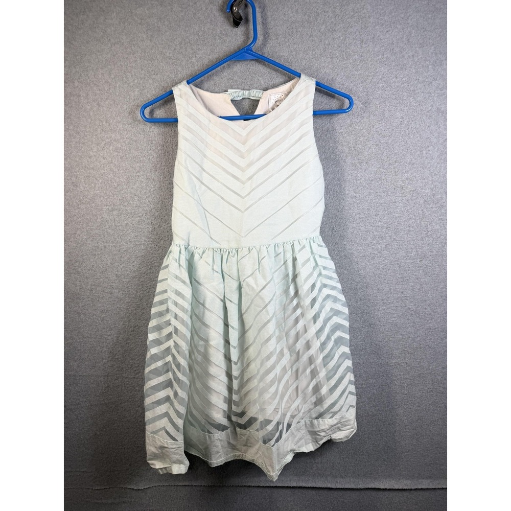 Dressed Up By Gymboree Dress Girls 10 Green Chevron Chiffon Lined Party Formal